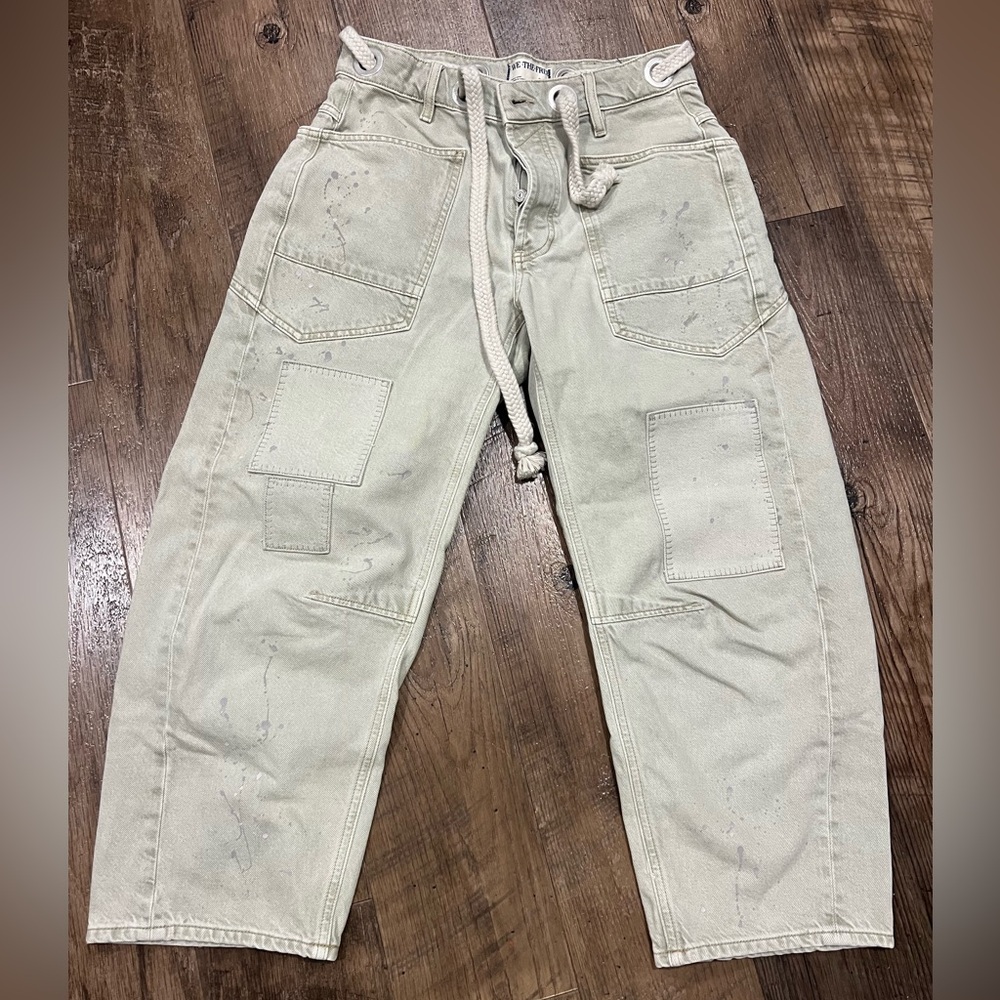 We The Free Mint Patchwork Barrel Pant